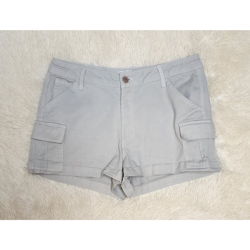 RSQ Womens Cotton Cargo Carpenter Short Shorts Y2K Streetwear Size 29 Gray